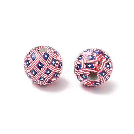 Independence Day Themes Wood European Beads LS-WOOD-I014-01A-1