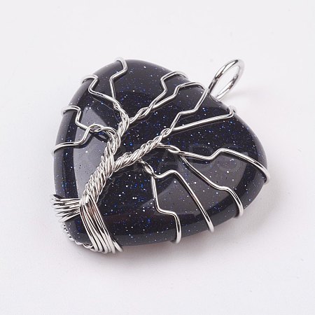 Synthetic Blue Goldstone Pendants G-L480-05G-1