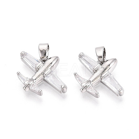 Brass Micro Pave Cubic Zirconia Pendants KK-T073-51P-1