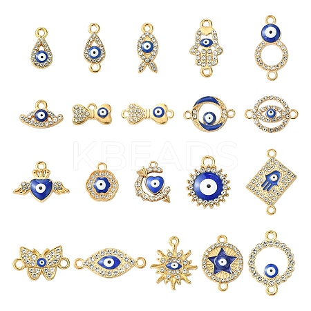20Pcs 20 Styles Evil Eye Alloy Enamel & Rhinestone Pendants and Connector Charms Findings Kits ENAM-YW0005-60-1