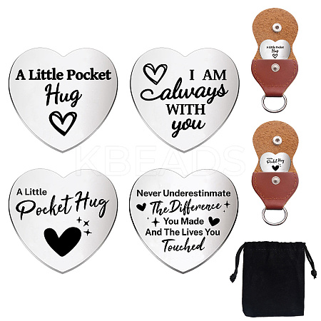 1 Set Friendship Theme Heart Double-Sided Engraved Stainless Steel Commemorative Decision Maker Coin AJEW-GL0001-60-005-1