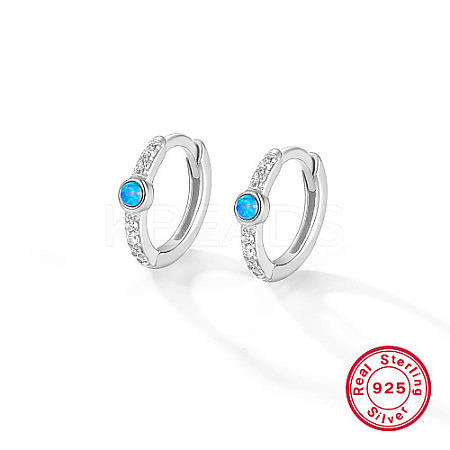 Anti-Tarnish Rhodium Plated 925 Sterling Silver Micro Pave Cubic Zirconia Hoop Earrings for Women HC3863-2-1