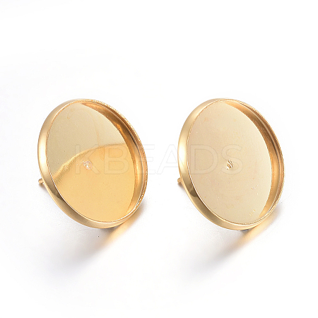 Flat Round 304 Stainless Steel Stud Earring Settings STAS-I323-10mm-G01-1