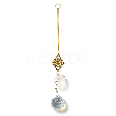 Wire Wrapped Nuggets Natural Quartz Crystal Pendant Decorations HJEW-C008-01A-G-1