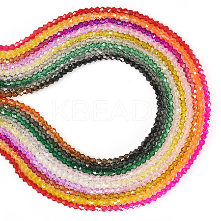 9 Strands 9 Colors Gradient Color Baking Paint Glass Bead Strands DGLA-TA0001-36-1