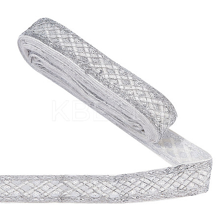 Polyester Rhombus Embroidery Lace Trim OCOR-WH0090-83B-1