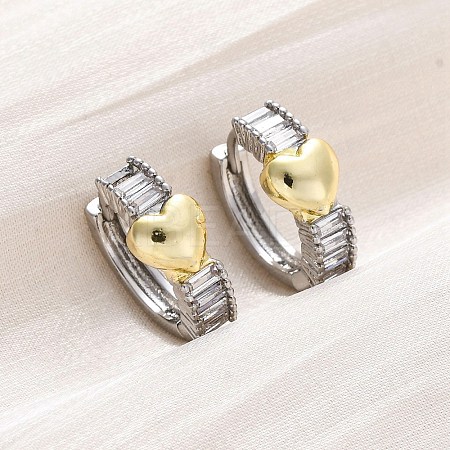 Brass Micro Pave Clear Cubic Zirconia Hoop Earrings EJEW-H158-20A-GP-1