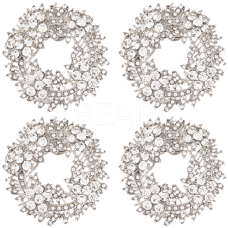 2 Pairs Alloy Rhinestone Shoe Buckle Clips FIND-FG0004-05-1