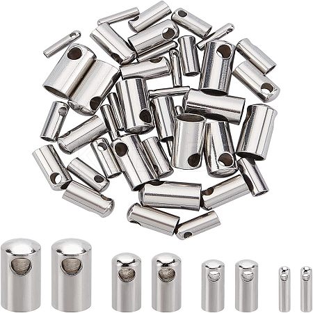40Pcs 4 Style 304 Stainless Steel Cord Ends STAS-UN0029-93-1