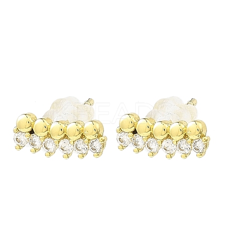 Brass Micro Pave Cubic Zirconia Stud Earrings EJEW-L270-23G-1