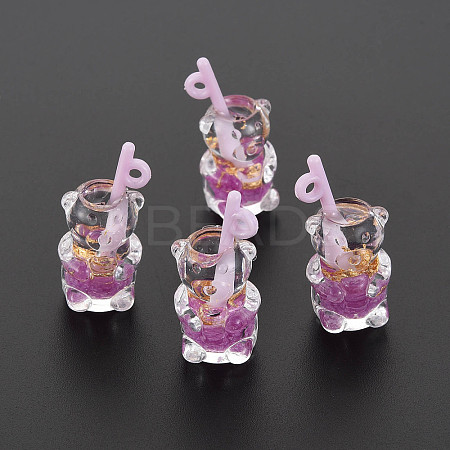 Imitation Bubble Tea Transparent Resin Pendants LS-RESI-T052-04D-1