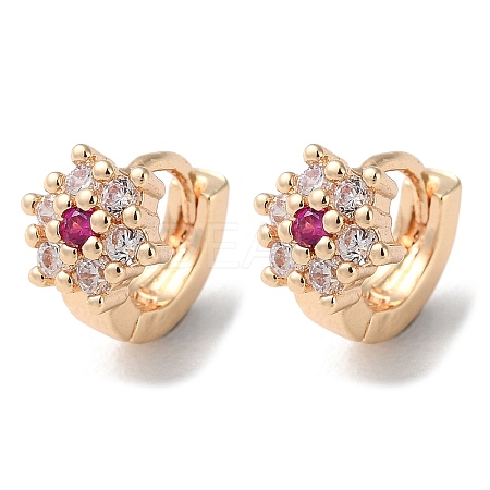 Rack Plating Brass Micro Pave Cubic Zirconia Hoop Earrings LS-EJEW-P238-29KCG-1