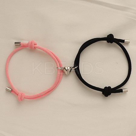 Alloy Heart-shaped Magnetic Braided Rope Bracelets for Couple Girlfriends WG59636-10-1