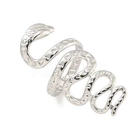 Non-Tarnish 304 Stainless Steel Snake Wrap Open Cuff Ring for Women RJEW-A043-29P-1