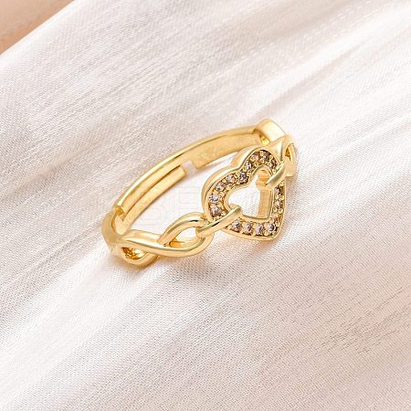 Adjustable Brass Micro Pave Clear Cubic Zirconia Rings for Women RJEW-U043-05G-1