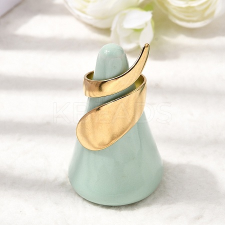 Irregular Twist 304 Stainless Steel Open Cuff Rings for Women RJEW-A091-0G-1