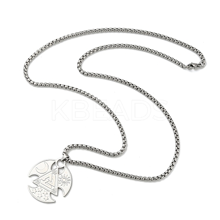 304 Stainless Steel Crescent Moon of Oden Horn Pendant Necklaces NJEW-C100-01P-1