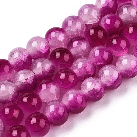 Crackle Baking Paint Imitation Jade Glass Beads Strands DGLA-T003-6mm-12-1
