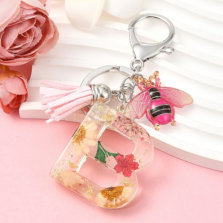 Resin & Acrylic & Faux Suede Tassel Keychain KEYC-YW00125-02-1