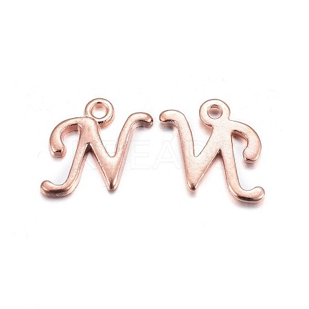 Rose Gold Plated Alloy Letter Pendants PALLOY-P097-05-N-1