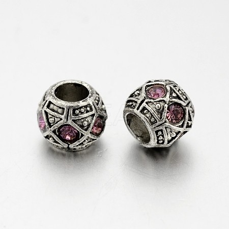 Antique Silver Plated Alloy Rhinestone European Beads CPDL-J031-27AS-1