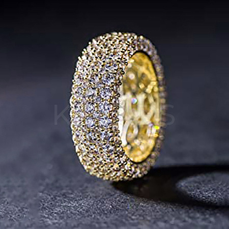 Brass Micro Pave Clear Cubic Zirconia Finger Rings for Women FS-WG796B2-05-1
