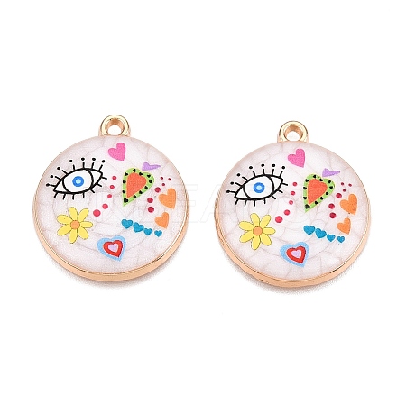 Printed Rack Plating Alloy Enamel Pendants ENAM-T020-02F-1