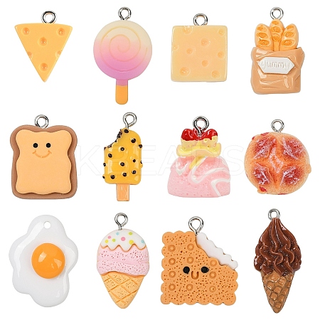 24Pcs 12 Styles Opaque Resin Pendants CRES-YW0001-34-1