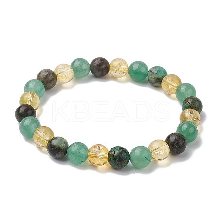 8mm Round Natural African Turquoise(Jasper) & Green Aventurine BJEW-JB10625-01-1