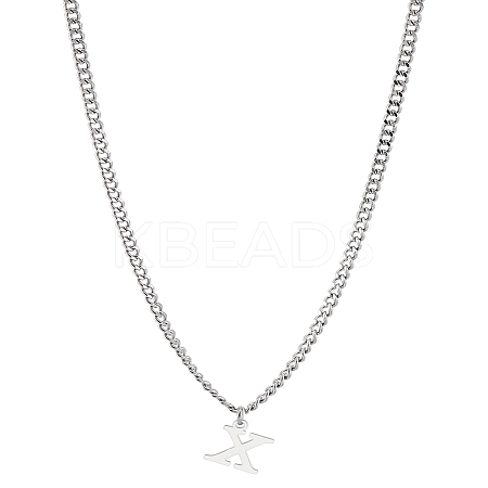 1Pc 304 Stainless Steel Letter Pendant Necklaces NJEW-LP0001-33X-P-1