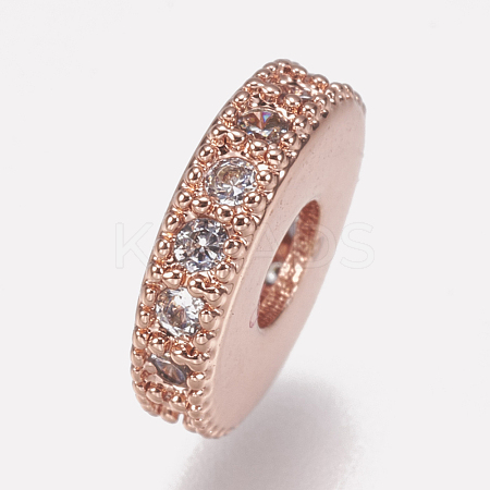 Brass Micro Pave Cubic Zirconia Bead Spacers ZIRC-K074-11B-01RG-1