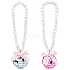 2Pcs 2 Colors Glass Ball & Plastic Imitation Pearl Pendant Decoration HJEW-DC0001-22-1