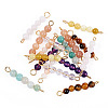 16Pcs 8 Styles Natural Mixed Gemstone Round Beaded Connector Charms PALLOY-TA00131-2