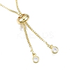 Brass Box Chains Slider Bracelet Making with Clear Cubic Zirconia Tiny Charms BJEW-N021-01-2