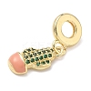 Brass Micro Pave Green Cubic Zirconia European Dangle Charms KK-D502-06G-2