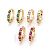 Real 18K Gold Plated Brass Cubic Zirconia Huggie Hoop Earrings EJEW-C012-08-1