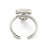 Brass Letter Open Cuff Rings for Women RJEW-G313-01T-P-3