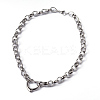 Tarnish Resistant Heart 304 Stainless Steel Link Necklaces and Bracelets Jewelry Sets LS-SJEW-F132-08P-2