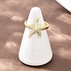 Starfish Brass Micro Pave Clear Cubic Zirconia Cuff Rings for Women RJEW-A088-08B-G-3