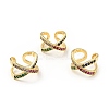 Cubic Zirconia Criss Cross Open Cuff Ring X-RJEW-E046-23G-01-2
