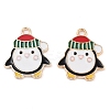 Christmas Theme Barrel Plating Alloy Enamel Pendants PALLOY-S192-01KCG-05-1