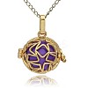 Golden Tone Brass Hollow Round Cage Pendants KK-J231-09G-1