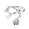 Curve Shape Brass Micro Pave Clear Cubic Zirconia Adjustable Ring Settings KK-T076-46P-2