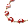 Moon with Evil Eye Enamel Link Chain Necklace NJEW-G117-02G-3