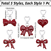 5Pcs 5 Styles Acrylic Bowknot & Heart Pendant Decorations KEYC-BBC0001-13-2