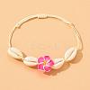Plumeria Flower Polymer Clay Beads Braided Bead Bracelets for Women FS-WG73C89-01-1