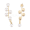 1 Pair ABS Plastic Imitation Pearl Beaded Leafy Branch Dangle Stud Earrings EJEW-AN0001-51-3