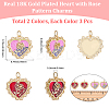 6Pcs 2 Colors Mother's Day Brass Enamel Pendants KK-BBC0029-28-2