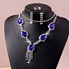 Teardrop Alloy Rhinestone Bracelets & Earrings & Necklaces & Rings Sets for Women FS-WG7FCB3-05-1
