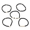 5Pcs 5 Style Synthetic Black Stone & Pearl & Shell Star Beaded Stretch Bracelets Set BJEW-JB09495-02-1